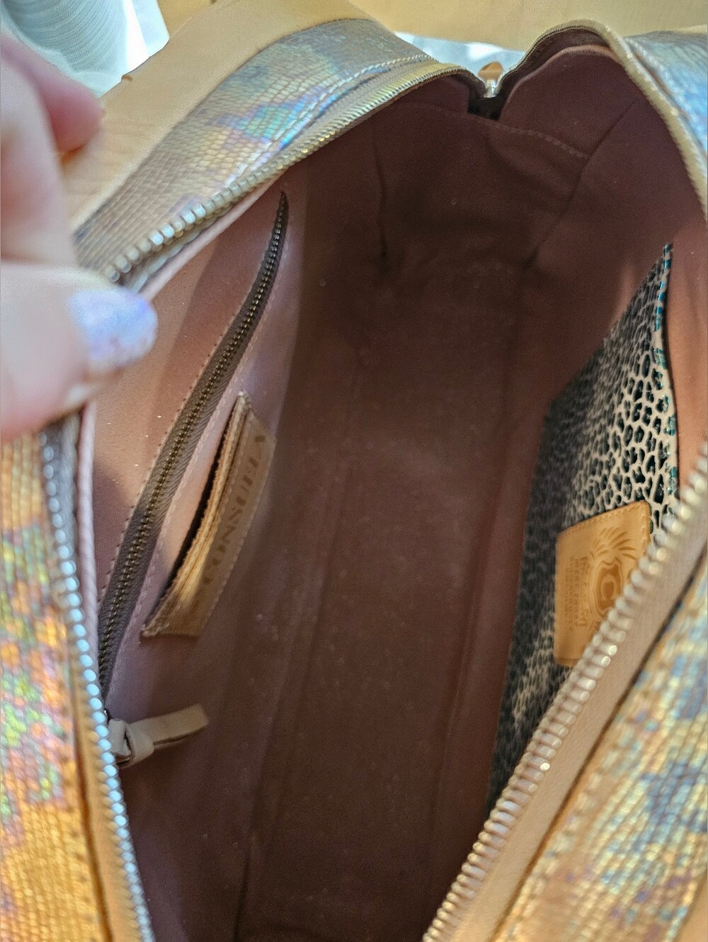 Consuela Gloria Commuter Tote NWT Iridescent Leather Work Travel Bag - Picture 8 of 16
